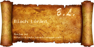 Biach Lóránt névjegykártya